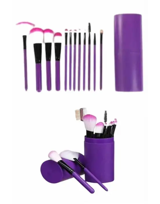 12 Parça Makyaj Fırçası Yumuşak Kıllı Profesyonel Fırça Seti Yüksek Kaliteli Pürüzsüz