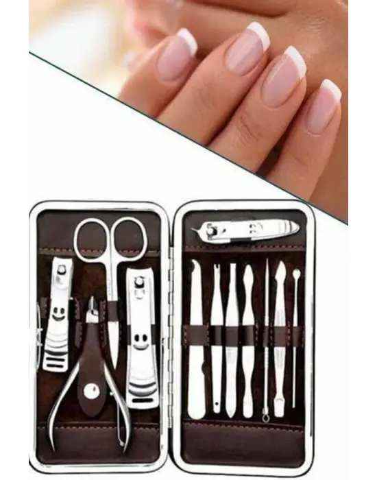 12 Parça Manikür Pedikür Seti Özel Deri Çanta El Ayak Bakımı Akne Ve Sivilce Temizleme