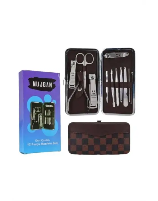 12 Parça Manikür Pedikür Seti Özel Deri Çanta El Ayak Bakımı Akne Ve Sivilce Temizleme