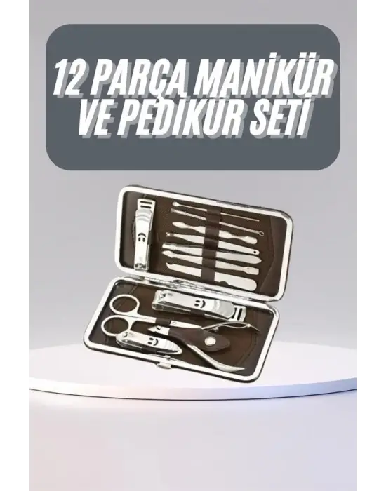 12 Parça Manikür Pedikür Seti Tırnak Bakımı Nasır Temizleme El Ayak Bakımı