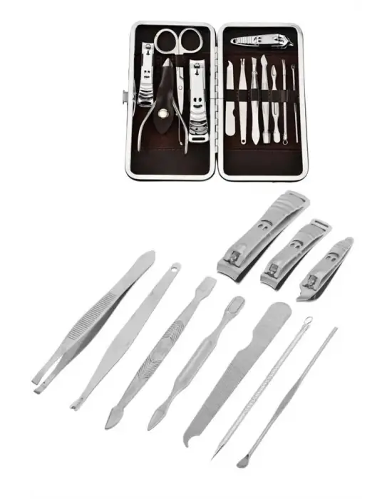 12 Parça Manikür Pedikür Seti Tırnak Bakımı Nasır Temizleme El Ayak Bakımı