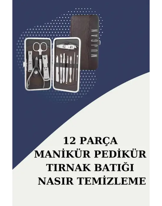 12 Parça Paslanmaz Çelik Kompakt Ve Taşınabilir Manikür Makası Tırnak Makası