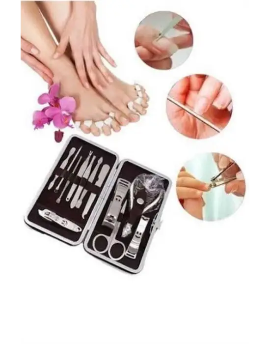 12 Parça Paslanmaz Çelik Kompakt Ve Taşınabilir Manikür Makası Tırnak Makası