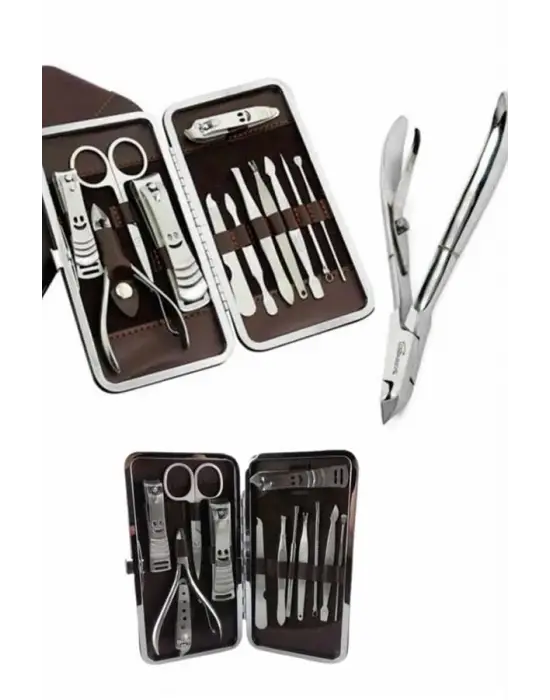 12 Parça Paslanmaz Çelik Kompakt Ve Taşınabilir Manikür Makası Tırnak Makası
