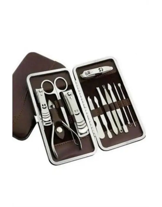 12 Parça Paslanmaz Çelik Kompakt Ve Taşınabilir Manikür Makası Tırnak Makası