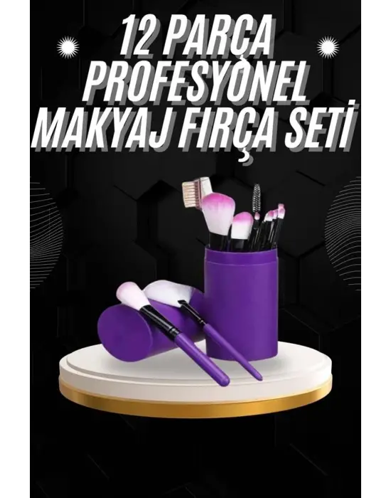 12 Parça Profesyonel Makyaj Fırçası Far Fırçası Allık Fırçası Yumuşak Kıllı