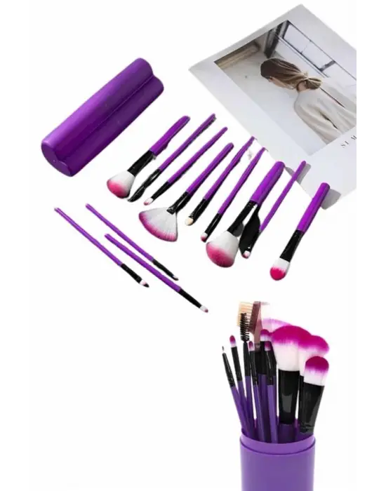 12 Parça Profesyonel Makyaj Fırçası Far Fırçası Allık Fırçası Yumuşak Kıllı