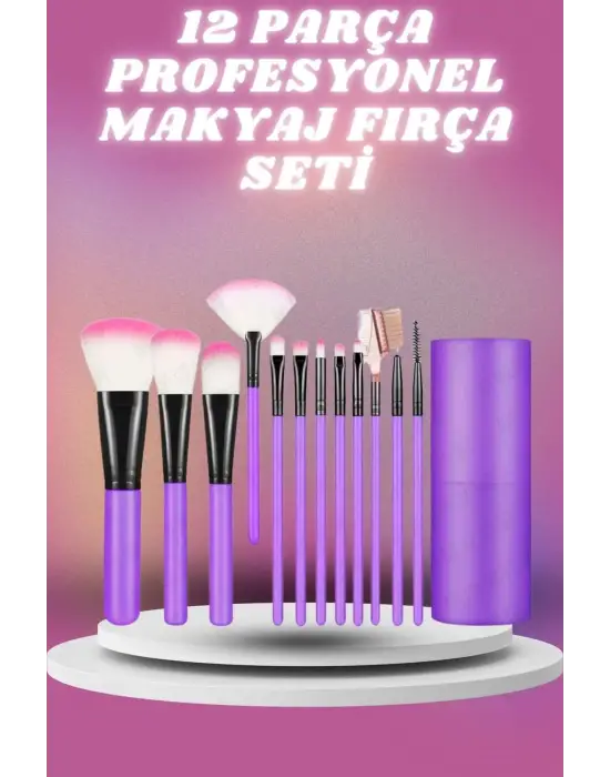 12 Parça Profesyonel Makyaj Seti Yumuşak Kıllı Yüz Ve Göz Makyajına Uygun