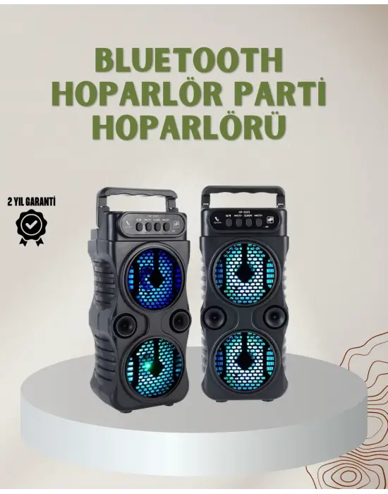 1200 Mah Şarjlı Led Işıklı Bluetooth Hoparlör – Fm Radyolu, Hafıza Kart Destekli