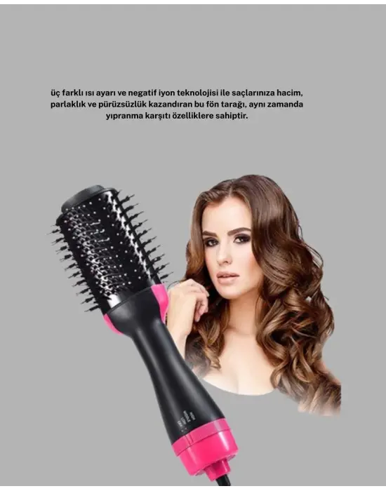 1200w Fön Tarağı – 3 Isı Ayarı, Negatif İyonlu, Hızlı Ve Pürüzsüz Sonuç