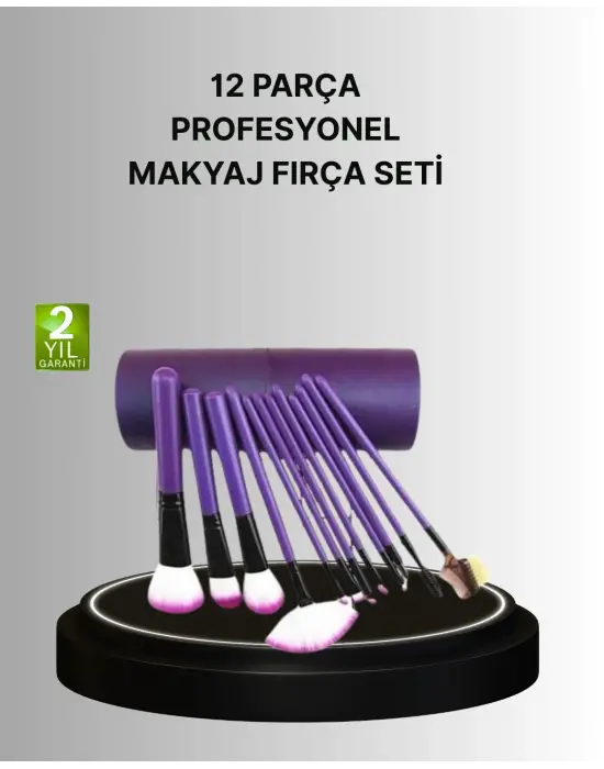 12’li Makyaj Fırça Seti Fondöten Allık Far Karıştırma İçin Tam Uyumlu
