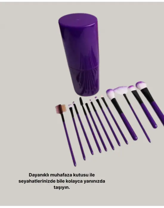12’li Makyaj Fırça Seti Fondöten Allık Far Karıştırma İçin Tam Uyumlu