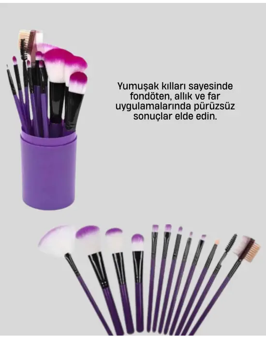 12’li Profesyonel Makyaj Fırça Seti Ultra Yumuşak Sen Kıllı