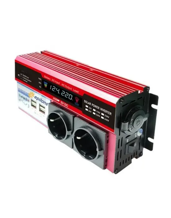 12v 2000w Modifiye Sinus İnverter Araç Ve Güneş Enerjisi Uyumlu, Çift Usb, Çift Priz Ve Çakmaklık
