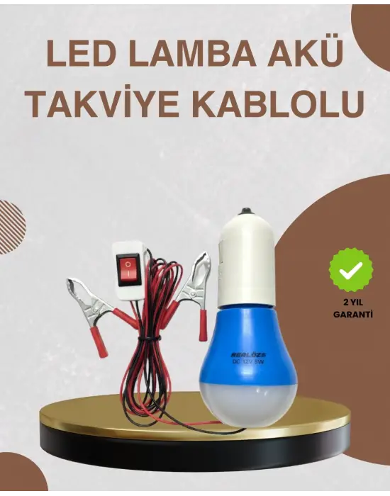 12v Led Ampul Timsah Kıskaçlı Taşınabilir Aydınlatma