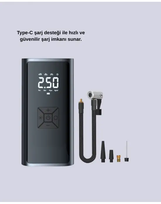 12v Uyumlu Çok İşlevli Akıllı Araç Lastik Pompası