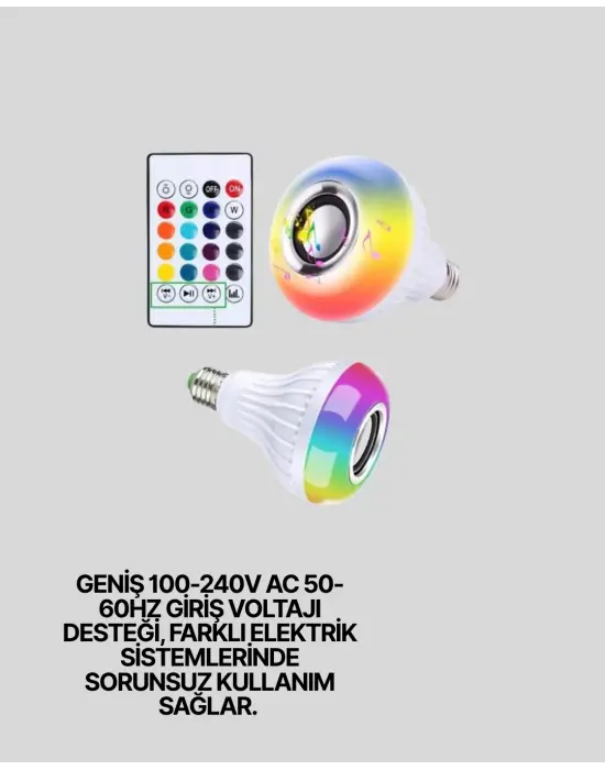 12w Led Ampul – Renkli Işık Ve Dahili Hoparlör Özellikli