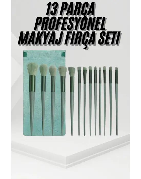 13 Parça Taşınabilir Kılıflı Profesyonel Makyaj Fırça Seti Pudra Allık Fondöten Fırçası