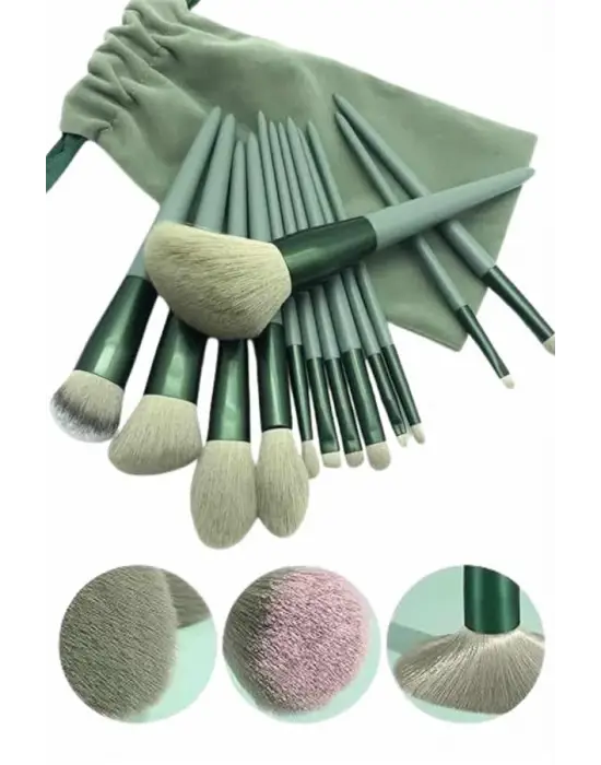 13 Parça Taşınabilir Kılıflı Profesyonel Makyaj Fırça Seti Pudra Allık Fondöten Fırçası