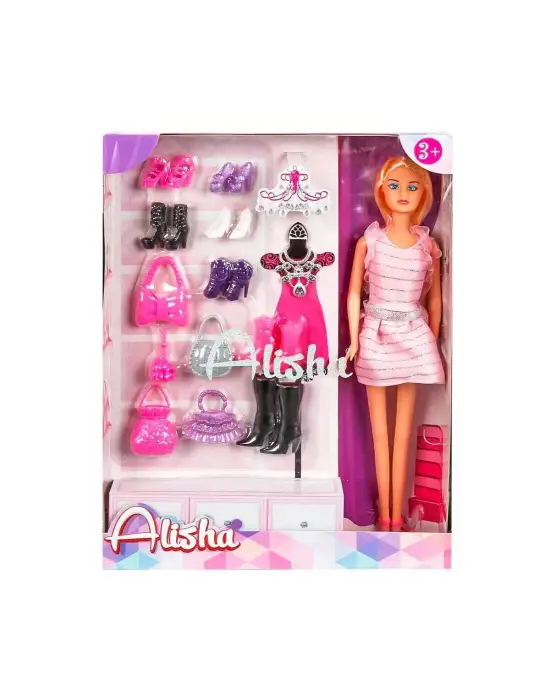 1429 SUN-RST-SIS- Alisha Yedek Ayakkabı ve Çantalı Bebek Oyun Seti - Sunman
