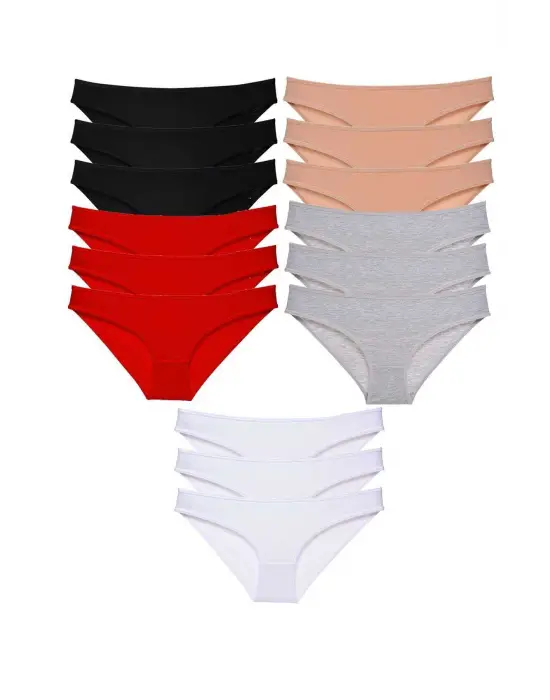 Çok Renkli Likralı Kadın Slip Külot Seti