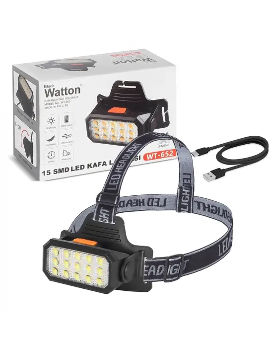 15 Ledli Sarı / Beyaz Şarjlı Kafa Lambası  Wt-652