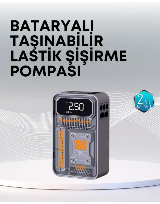150 Psı Kablosuz Dijital Ekranlı Taşınabilir Araç Lastik Pompası