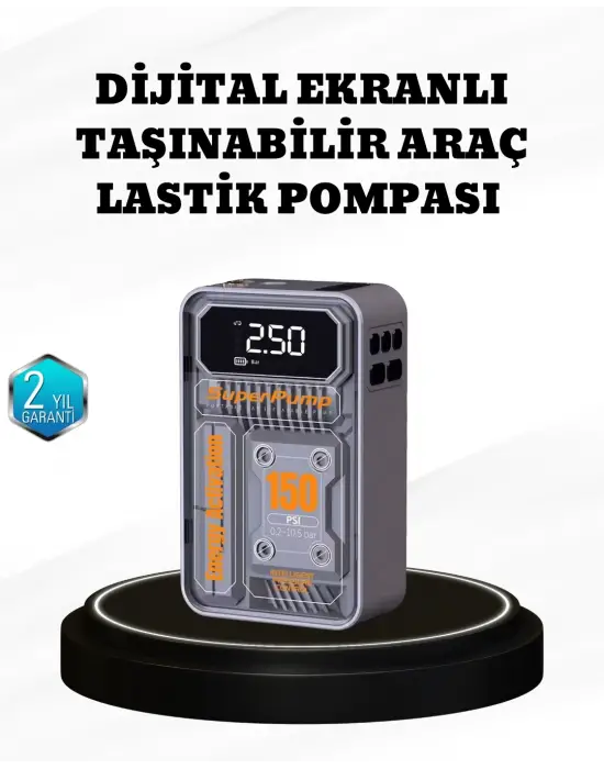 150 Psı Kablosuz Şarjlı Hava Pompası – Led Ekranlı Ve Otomatik Kapanma Özellikli