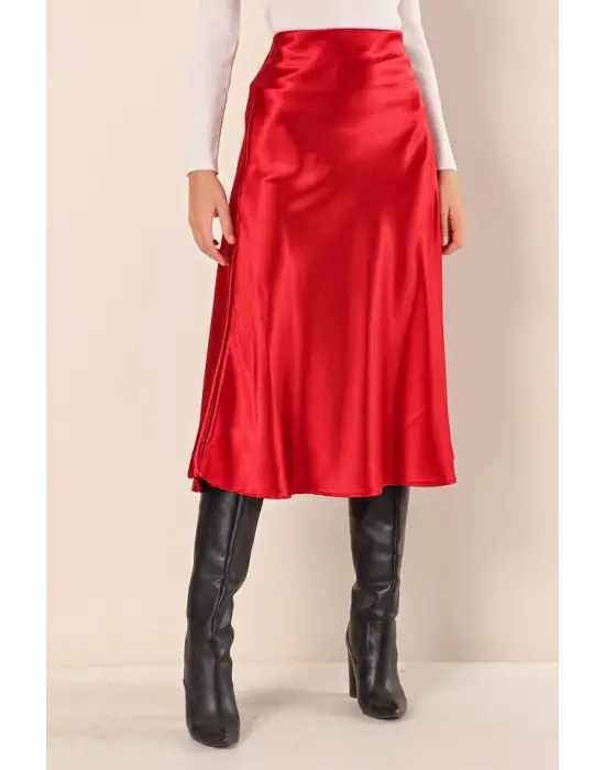 15806 Saten Etek - Bordo