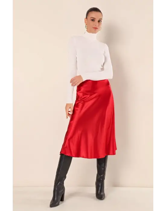 15806 Saten Etek - Bordo