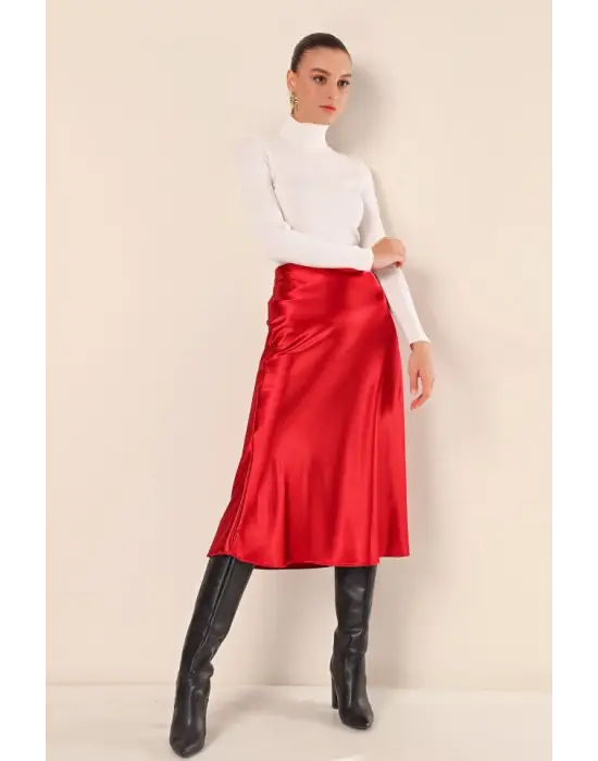 15806 Saten Etek - Bordo