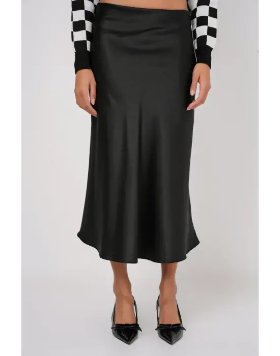 15806 Saten Etek - Siyah