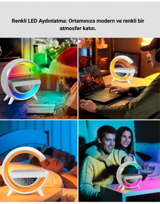 15w Hızlı Şarj Destekli Led Atmosfer Işığı Ve Alarm Fonksiyonlu Lamba