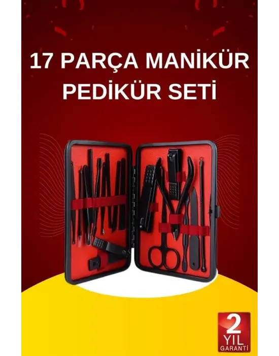17 Parça El Ayak Bakım Seti Tırnak Temizleme Manikür Pedikür Cımbız Törpü Tırnak Makası