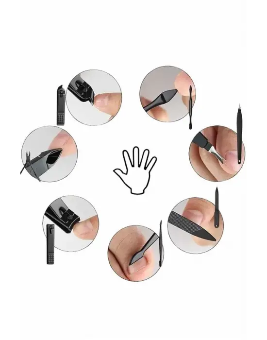 17 Parça El Ayak Bakım Seti Tırnak Temizleme Manikür Pedikür Cımbız Törpü Tırnak Makası