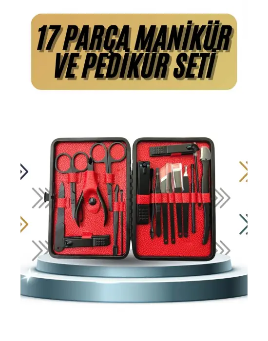17 Parça Manikür Pedikür Seti El Ayak Bakım Seti Tırnak Makası Törpü