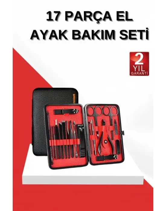 17 Parça Manikür Seti El Ve Ayak Bakımı Törpü Cımbız Tırnak Temizleme