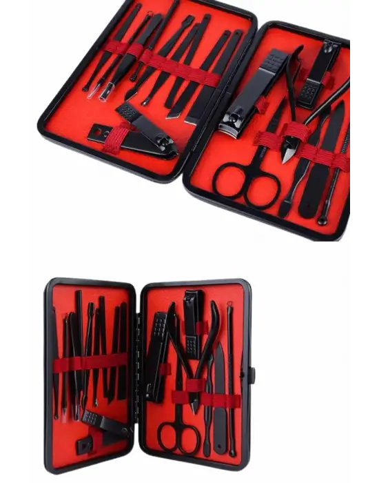 17 Parça Manikür Seti Taşınabilir Özel Çantalı El Ve Ayak Bakımı Tırnak Batığı Temizleme