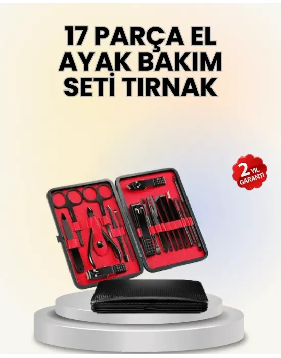 17 Parçalık Deri Kaplamalı Manikür Seti