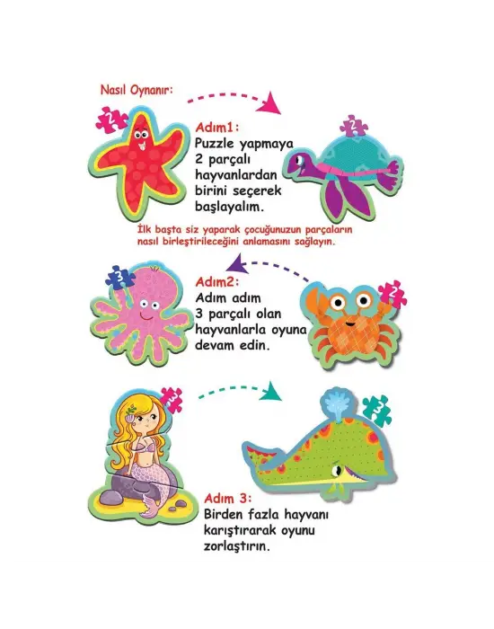 Omarı Deniz Canlıları Çocuk Puzzle Oyunu