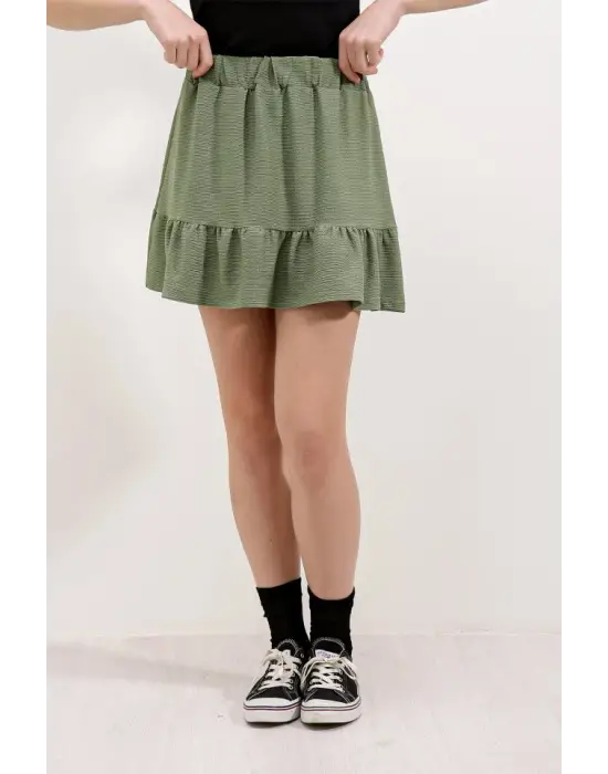 1884 Örme Mini Etek - Çağla