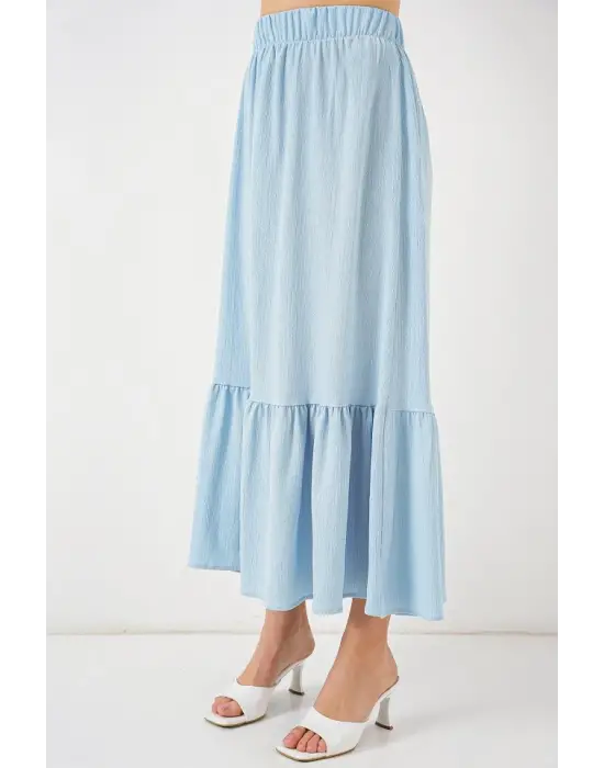 1886 Uzun Örme Etek - Açık Mavi
