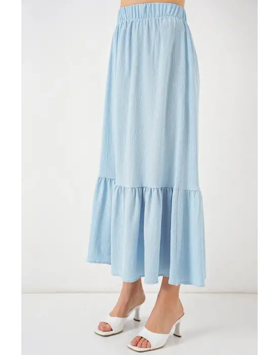 1886 Uzun Örme Etek - Açık Mavi