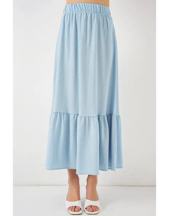 1886 Uzun Örme Etek - Açık Mavi