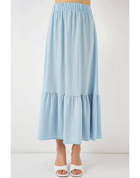 1886 Uzun Örme Etek - Açık Mavi