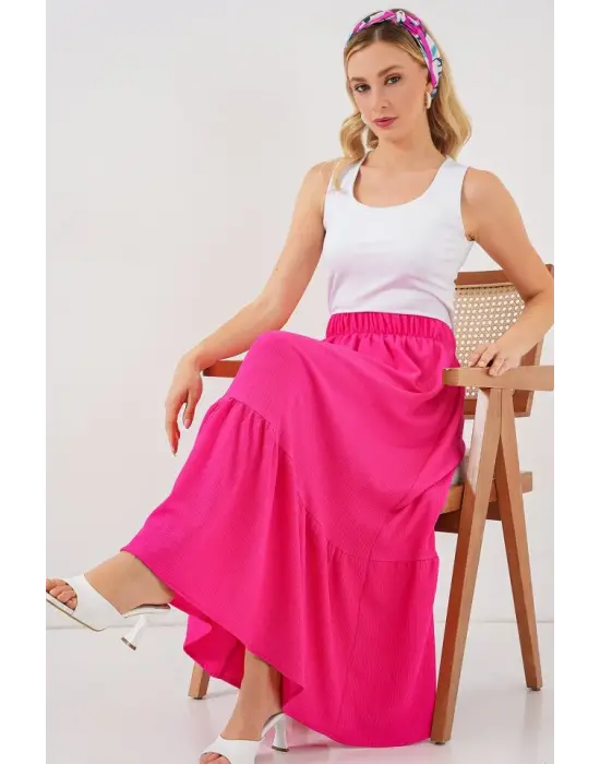 1886 Uzun Örme Etek - A.Fuşya