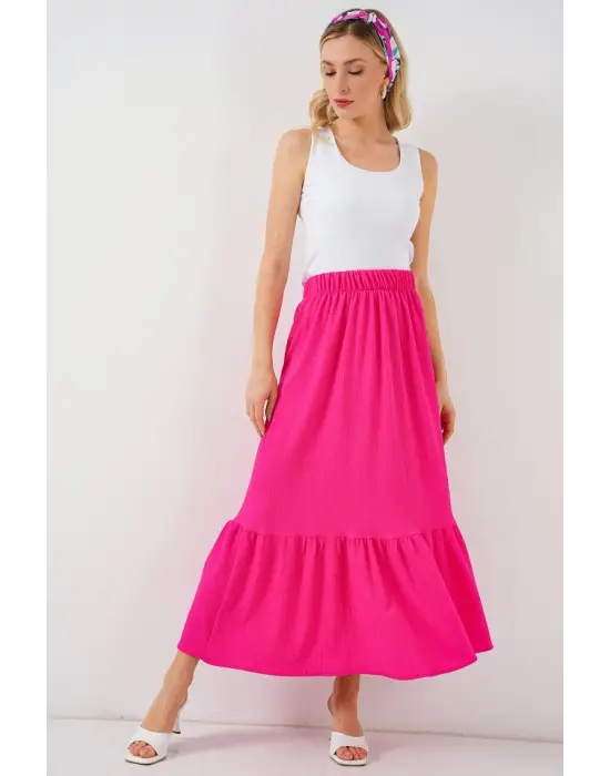 1886 Uzun Örme Etek - A.Fuşya