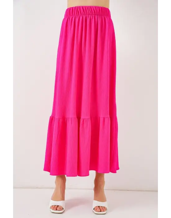 1886 Uzun Örme Etek - A.Fuşya