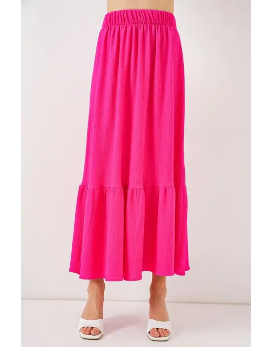 1886 Uzun Örme Etek - A.Fuşya