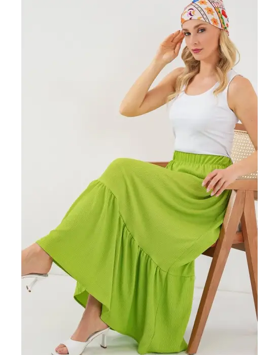 1886 Uzun Örme Etek - E.Yeşil